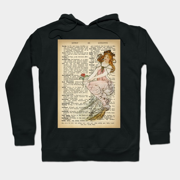 "Painting" in old book page - Mucha Hoodie by ritta1310